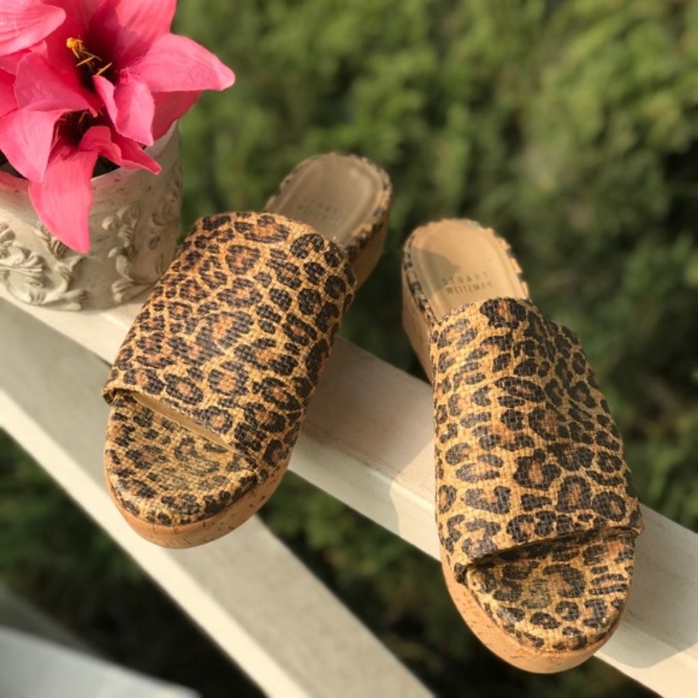 Stuart Weitzman Women's Leopard Platform Slide - Picture 5 of 14